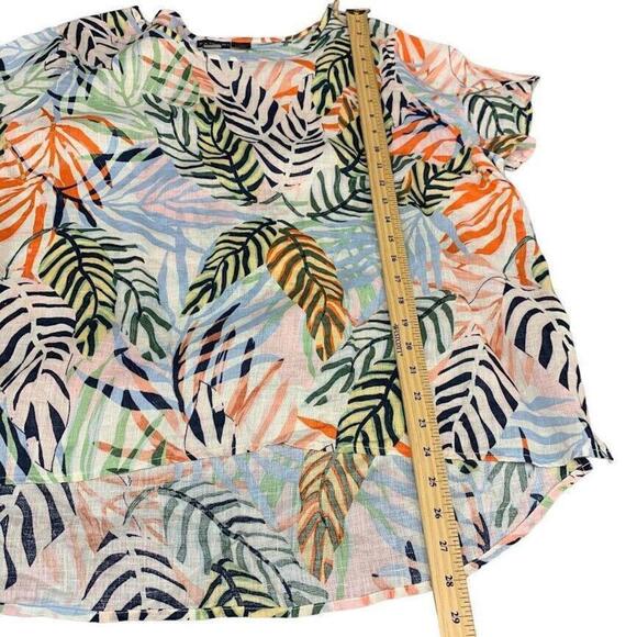 Tahari Womens Short Sleeve Linen Multicolor Tropical Tunic Top Size 2x - Picture 6 of 6